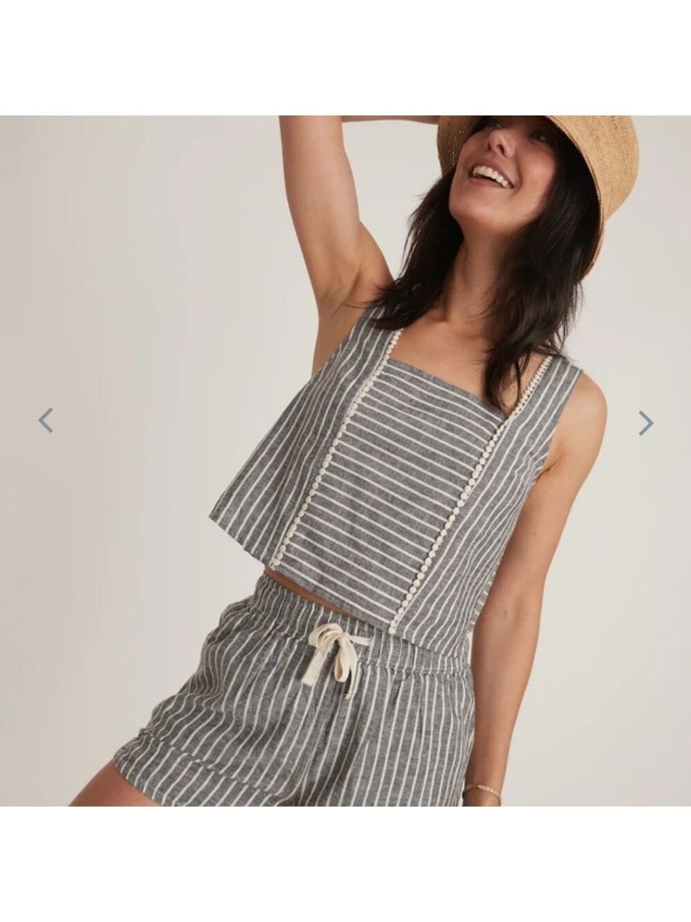 Marine Layer Black Cream Stripe Beach Short - Picture 6 of 8